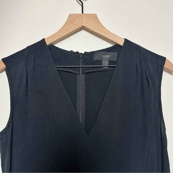 J. Crew Women Crepe Jumpsuit 0 Black Sleeveless V-Neck Minimalist Crop Ankle - Picture 4 of 11